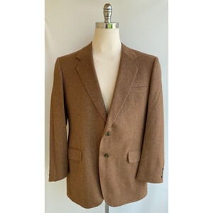 Dormeuil 100% Cashmere Sport Coat Blazer Jacket Luigi Tan Brown Herringbone 42R